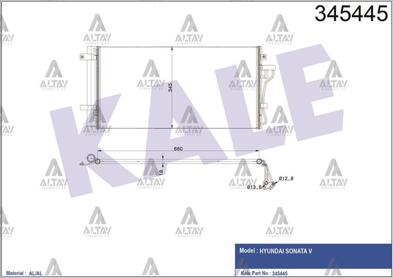 Hyundai Sonata Klima Radyatörü 2005-2009 Radyatör Dizel OEM 97606-3K780